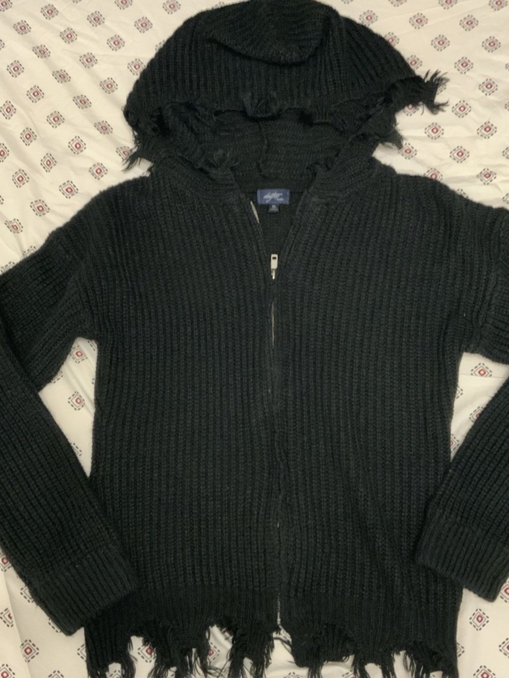 Day trip Women’s Emo Y2K Knitted Full Zip Up Hoodie Ribbed Distressed LongSleeve